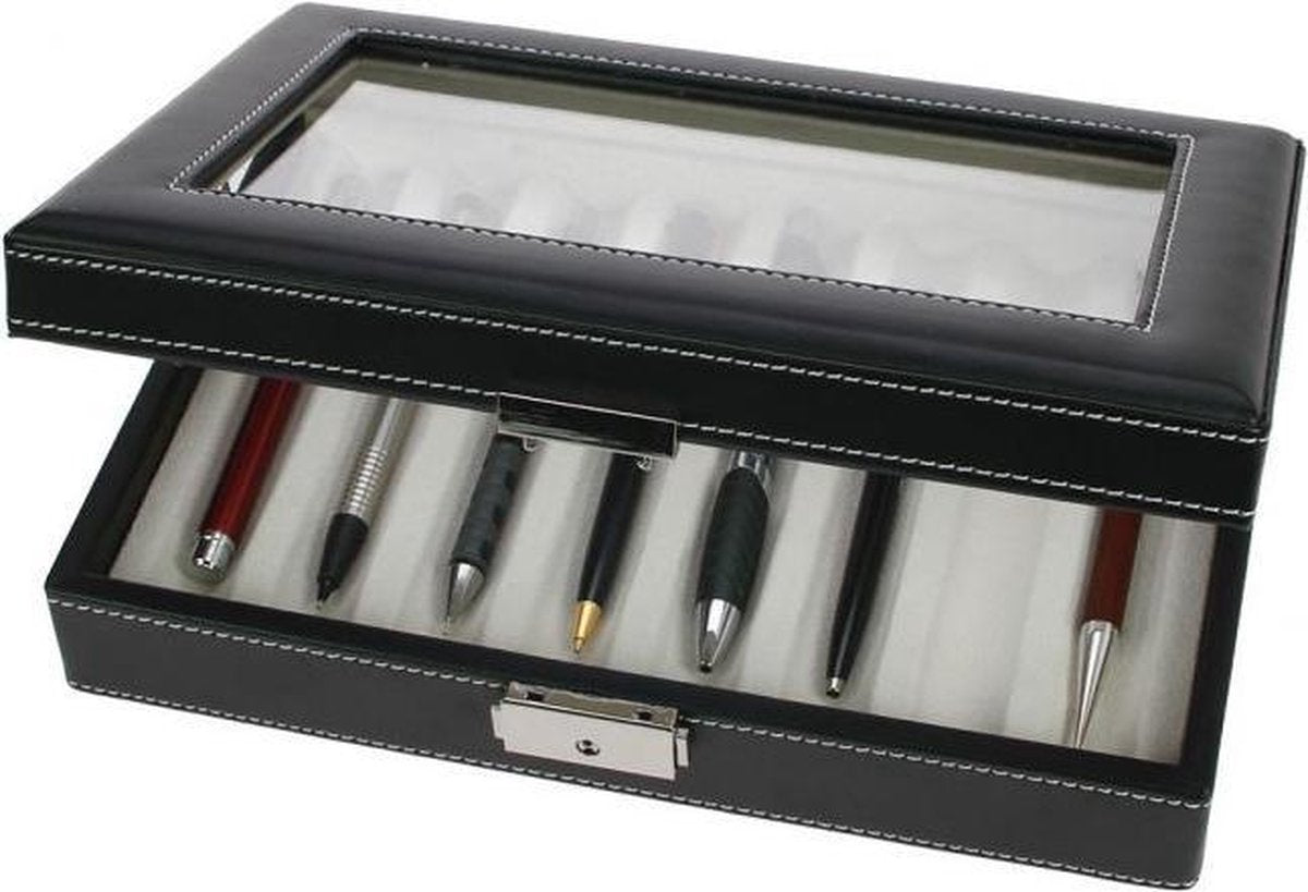 SAFE Elegante pennenbox display geschikt voor 8 stuks schrijfgerei - zwart