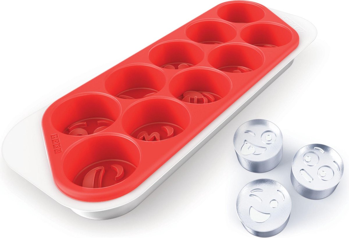 Zoku - IJsblokjesmaker - Cool Moji - Emojies - Siliconen - 10 IJsblokjes