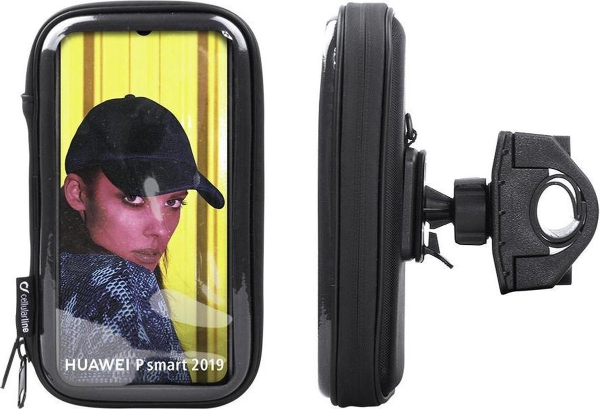 Interphone - Huawei P Smart 2019 Motorhouder Unicase Telefoonhouder Fiets en Motor Stuur Zwart
