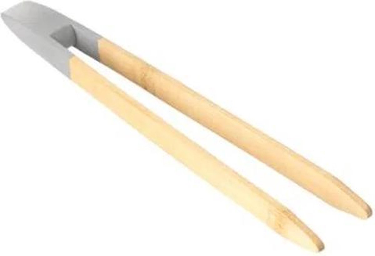 5Five - Bamboe Tang 24cm – Grijptang -Grilltang – toastertang – serveertang - keukentang – BBQ tang houten