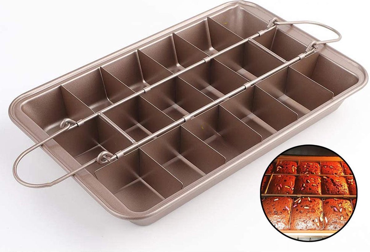 Brownie Bakvorm - Met scheidingsrekje - 20x31x5 cm - RVS
