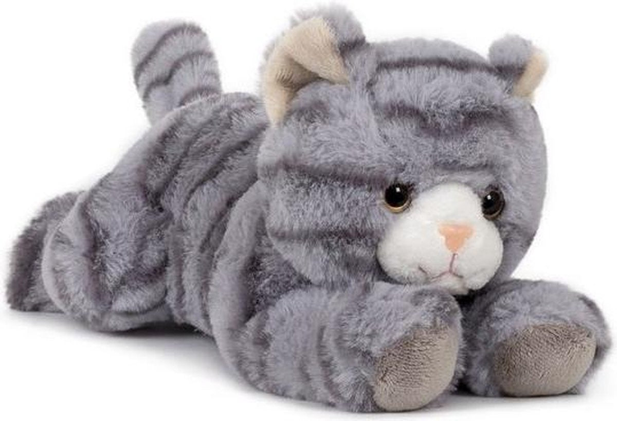 Pluche grijze poes/kat knuffel 25 cm speelgoed - Huisdierenknuffels/knuffeldieren/knuffels voor kinderen