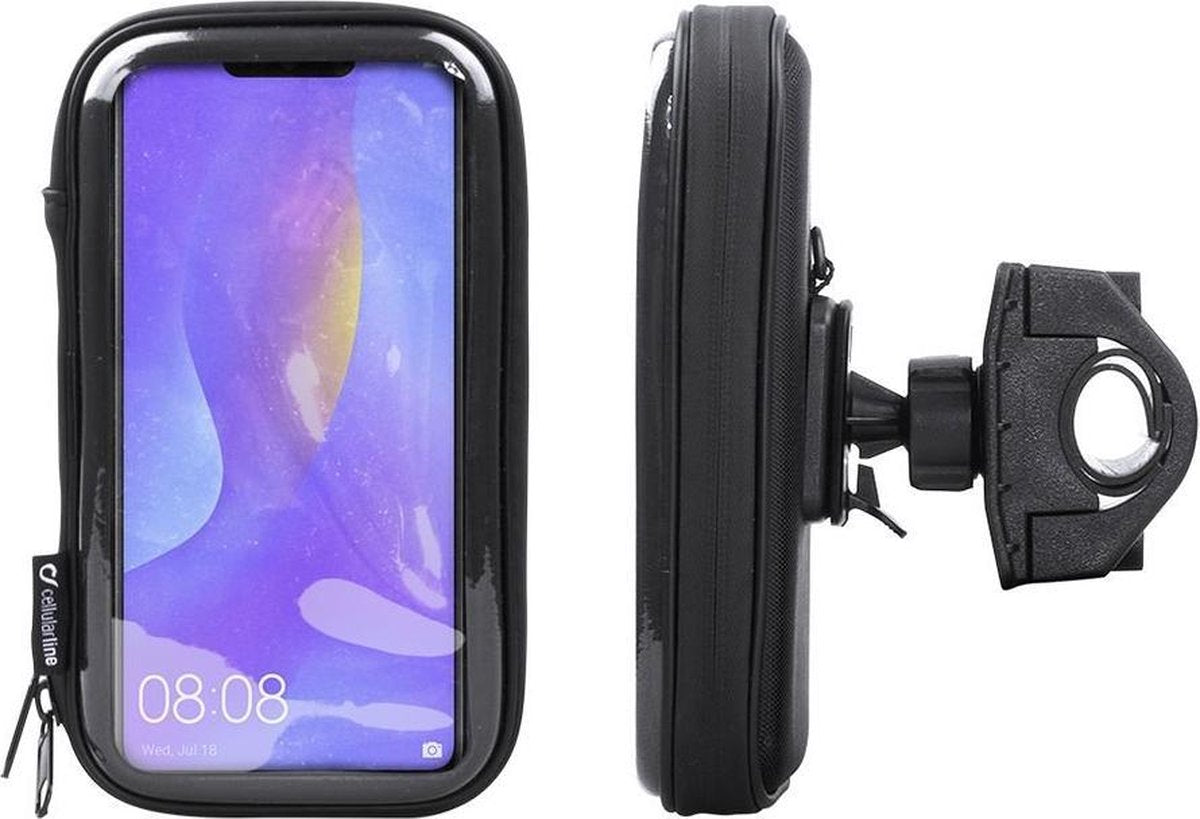 Interphone - Huawei P Smart Plus Motorhouder Unicase Telefoonhouder Fiets en Motor Stuur Zwart