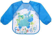 JillyBee - Slabber - Schort - Slabberschort - Waterproof - Mouwen - Fun in the jungle - Jungle - Blauw - Lichtblauw