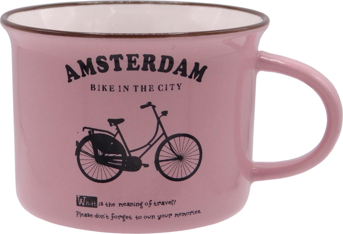 Memoriez Story Mok Bike Amsterdam Small Roze Set van 2 x 125ML