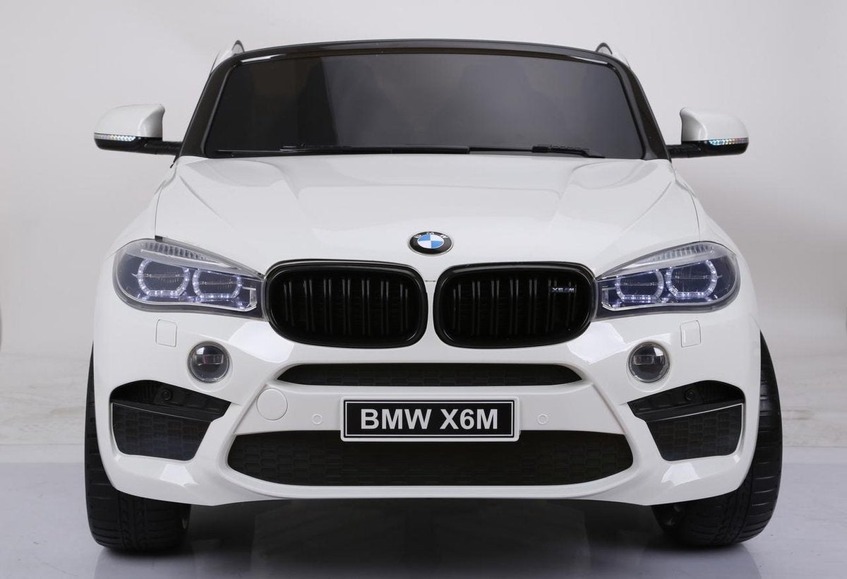 Elektrische Kinderauto BMW X6M Wit 12V Met Afstandsbediening 2 Persoons Auto