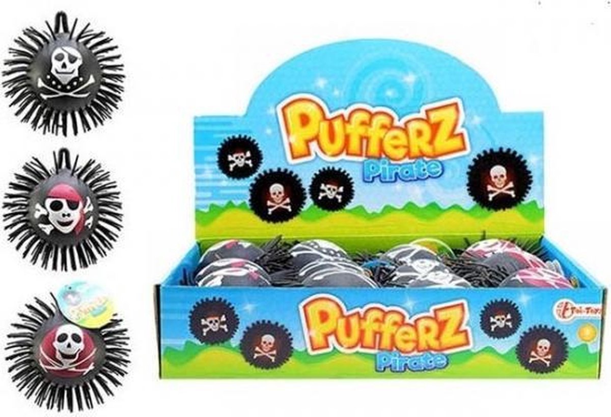 12Cm Pufferball Pirate With Light 3-Ass. [4Pcs. In Db] - Slijm Stresballetje Piraten Uitdeel Cadeau
