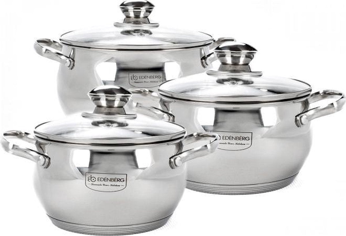 Edënbërg Classic Line - Luxe RVS Pannenset 6 delig - 5-Laags Bodem!