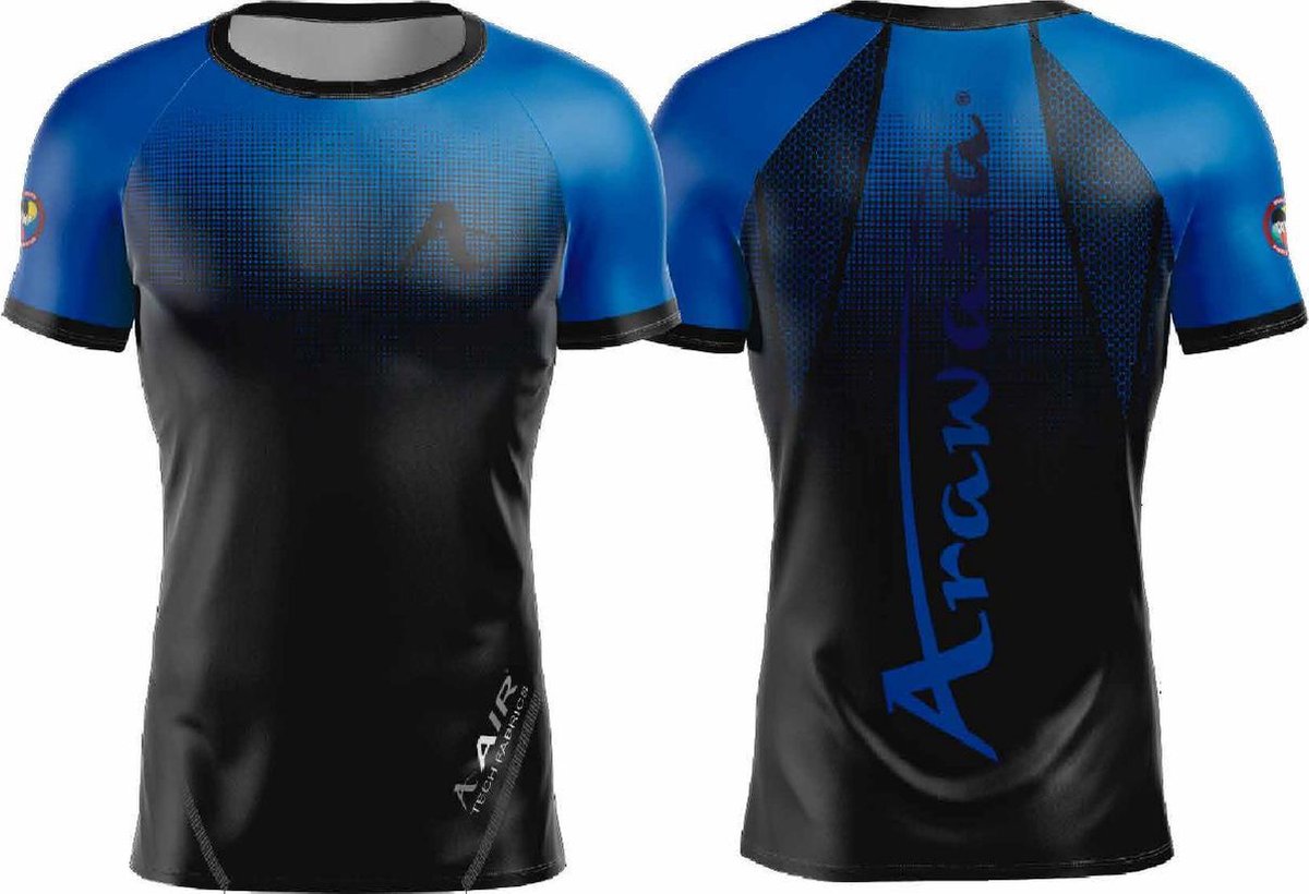 T-shirt Arawaza | dry-fit | zwart-blauw - Product Kleur: Blauw / Zwart / Product Maat: XXL