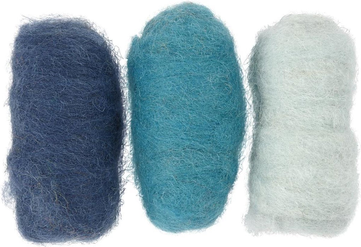 Colortime Gekaarde Wol Blauw 10 Gram 3 Stuks