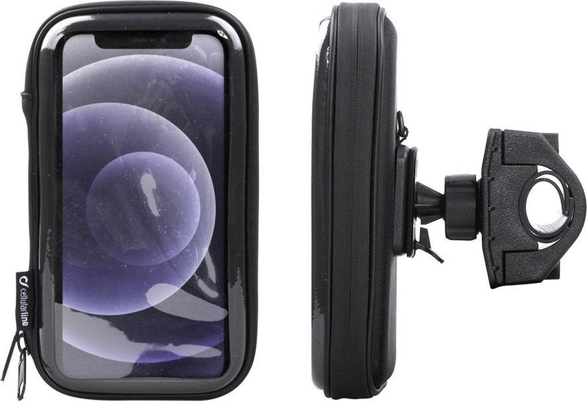 Interphone - iPhone 12 mini Motorhouder Unicase Telefoonhouder Fiets en Motor Stuur Zwart