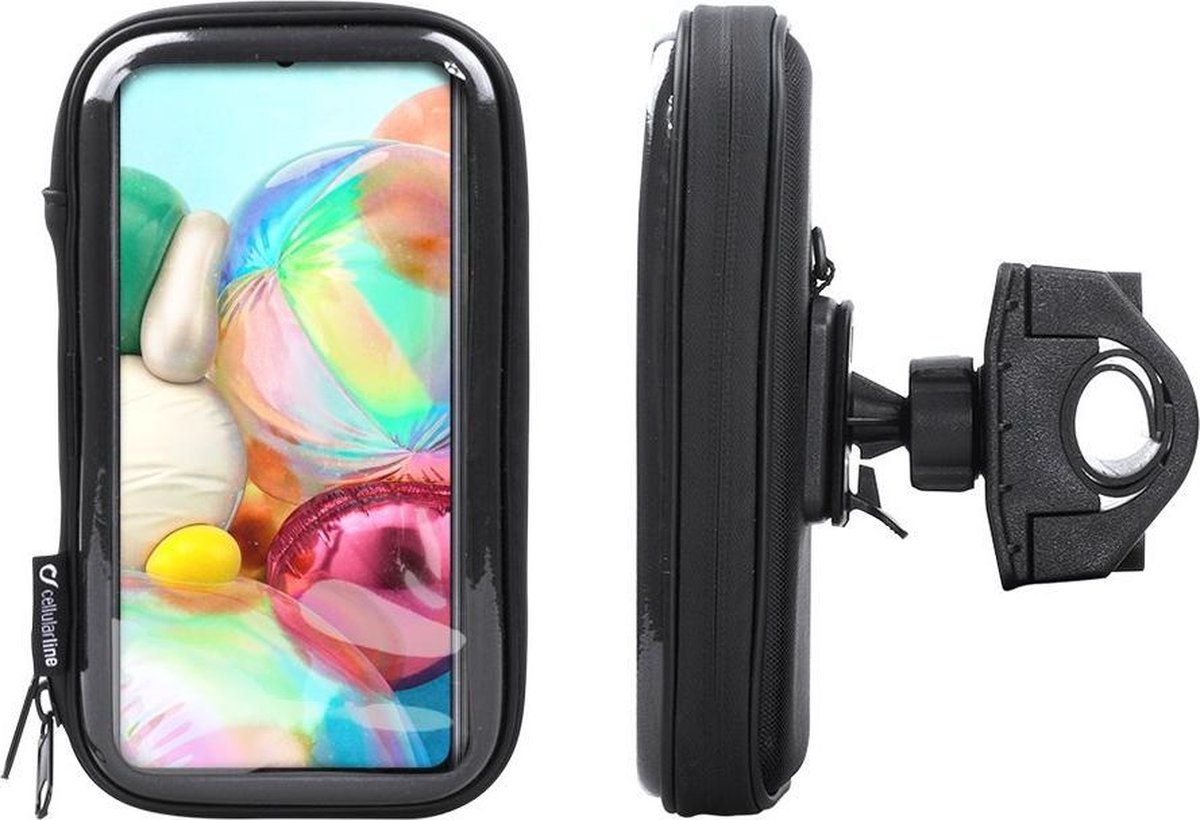 Interphone - Samsung Galaxy A71 Motorhouder Unicase Telefoonhouder Fiets en Motor Stuur Zwart