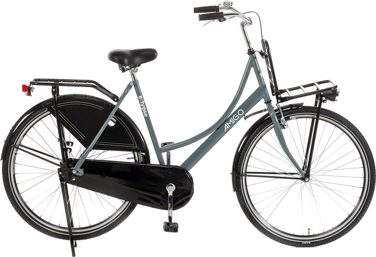 Amigo Eclypse Transportfiets 28 inch -  Omafiets met voordrager - Grijs/Zwart