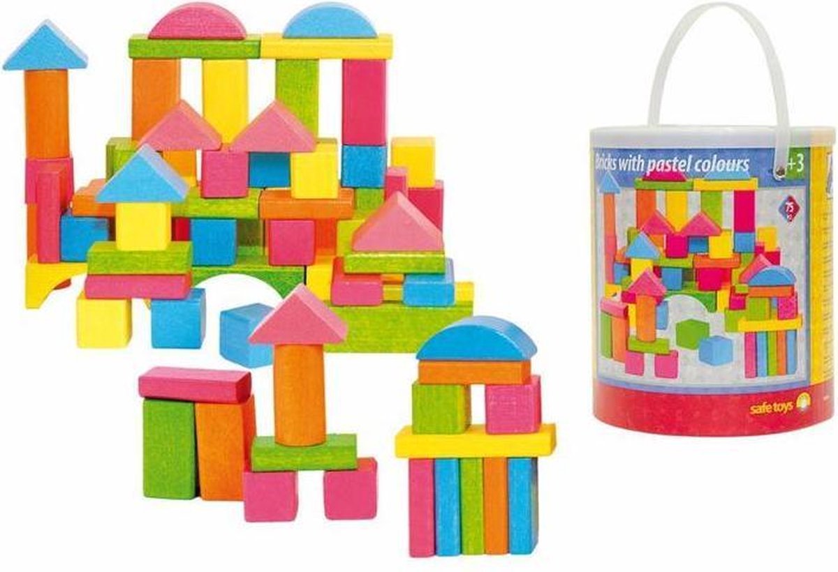 Woody 75 Blokken Pastel Kleuren 90908