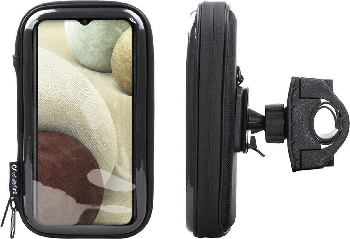 Interphone - Samsung Galaxy A12 Unicase Telefoonhouder Fiets en Motor Stuur Zwart