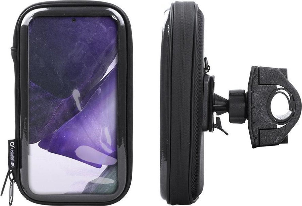 Interphone - Samsung Galaxy Note 20 Ultra Motorhouder Unicase Telefoonhouder Fiets en Motor Stuur Zwart