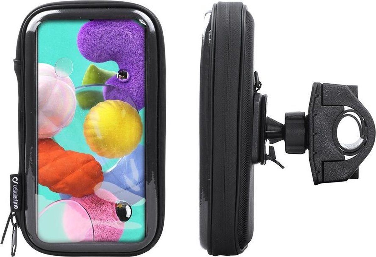 Interphone - Samsung Galaxy A51 Motorhouder Unicase Telefoonhouder Fiets en Motor Stuur Zwart