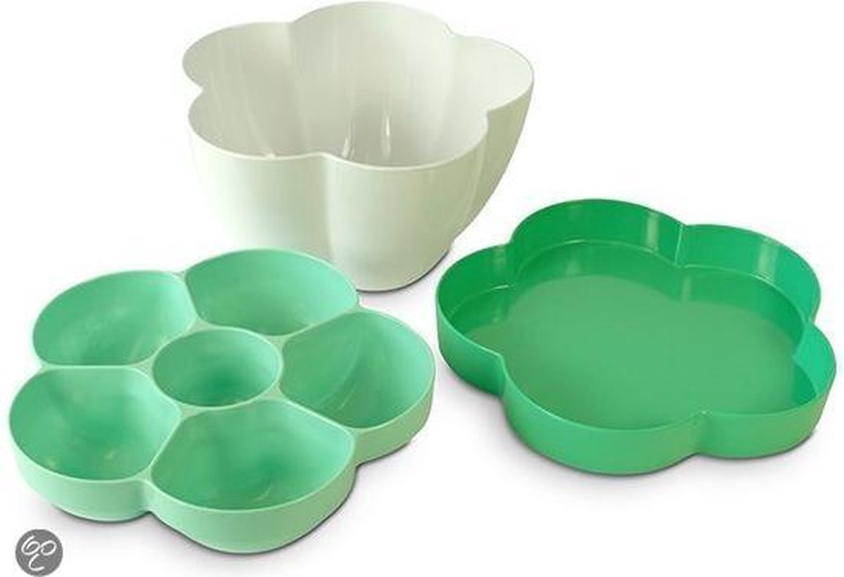 Cookut Flor Multischaal Serveerschaal - Melamine - Met deksel - 25 cm - Groen