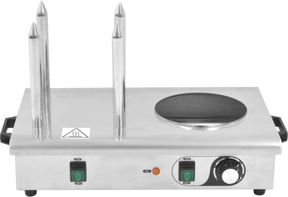 Hotdog verwarmer - RVS - Zilver - Met 4 Staven - 550 W