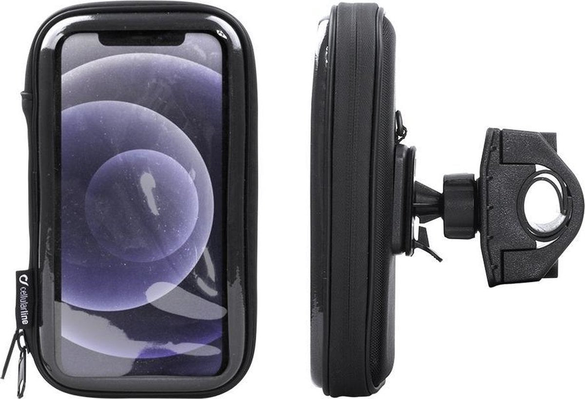 Interphone - iPhone 12 Motorhouder Unicase Telefoonhouder Fiets en Motor Stuur Zwart