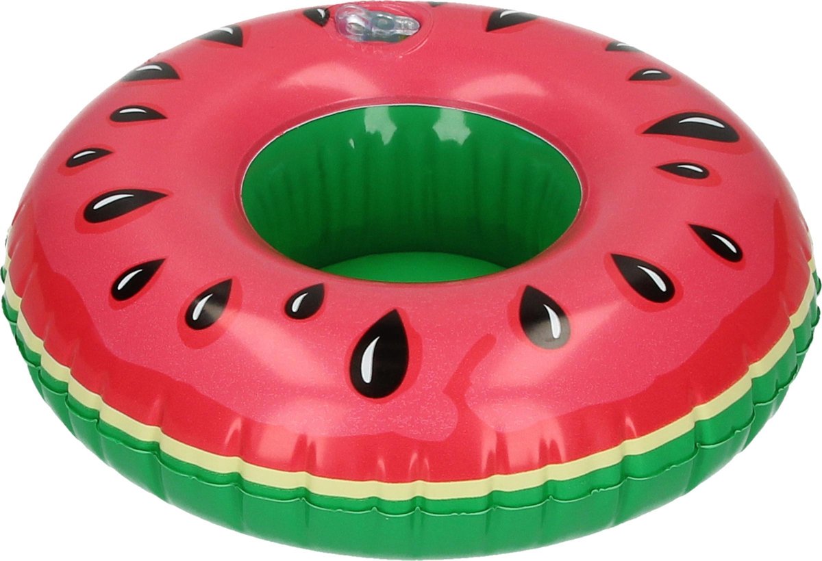 Opblaasbare Watermeloen Bekerhouder voor Bekers en Blikjes – 1 stuks – 18 x 18 x 6 cm  | Opblaas Meloen Drankhouder | Opblaasartikel | Zwembadaccessoire | Drankhouders | Bekerhouders | Opblaasartikelen | Opblaasfiguur