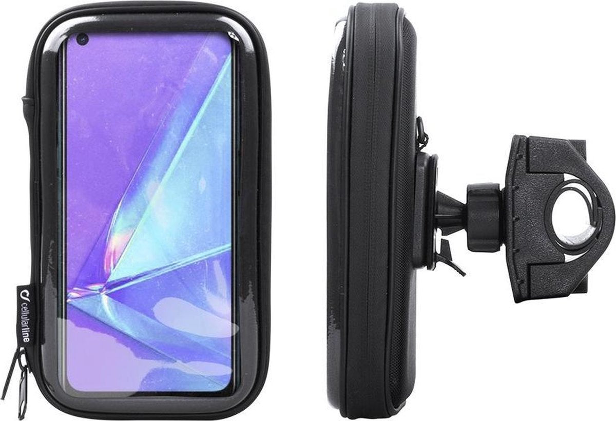 Interphone - Oppo A72 Motorhouder Unicase Telefoonhouder Fiets en Motor Stuur Zwart