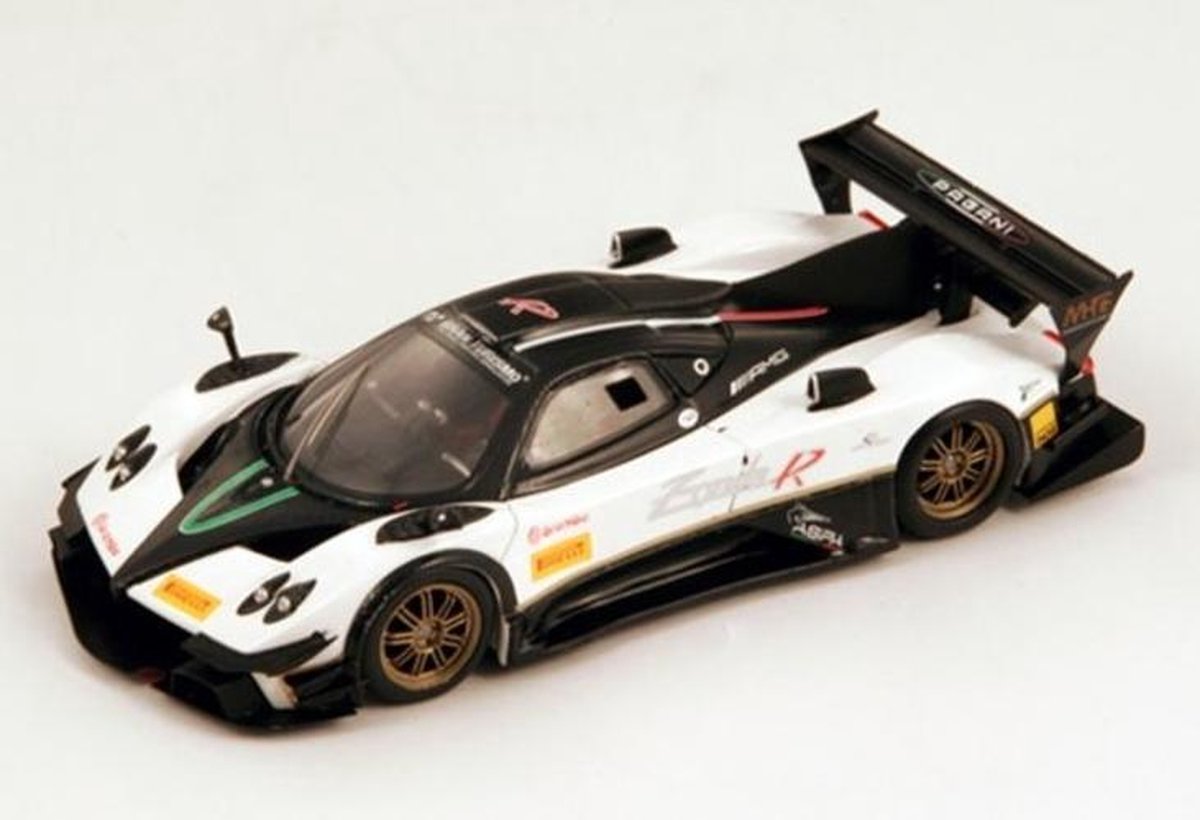 Pagani Zonda R Evo 2012 (Wit/Zwart) (10cm) 1/43 Spark - Modelauto - Schaalmodel - Model auto - Miniatuurautos - Miniatuur auto
