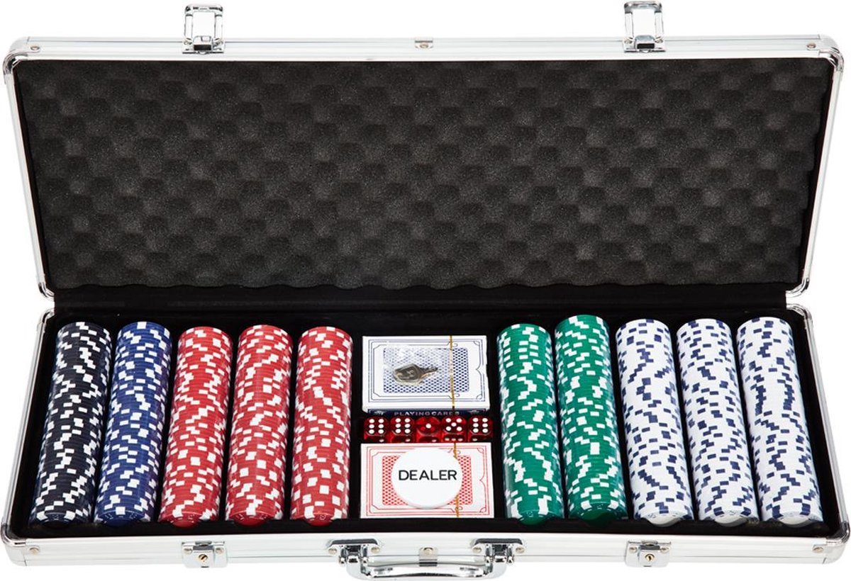 Pokerset - 500 chips - Poker Set - In Aluminium Koffer - 500 delig - Pokersets - Volwassenen - 11