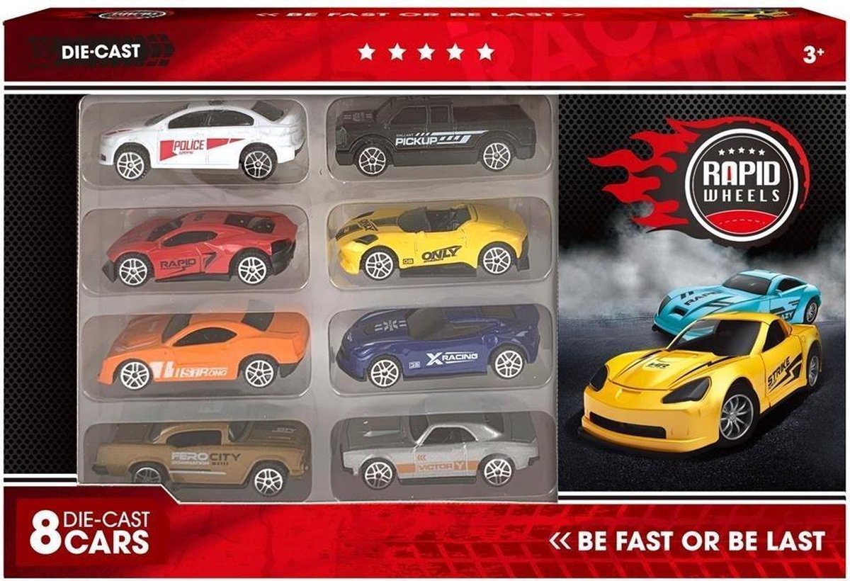 Rapid Wheels Die-Cast Auto's 8 Stuks