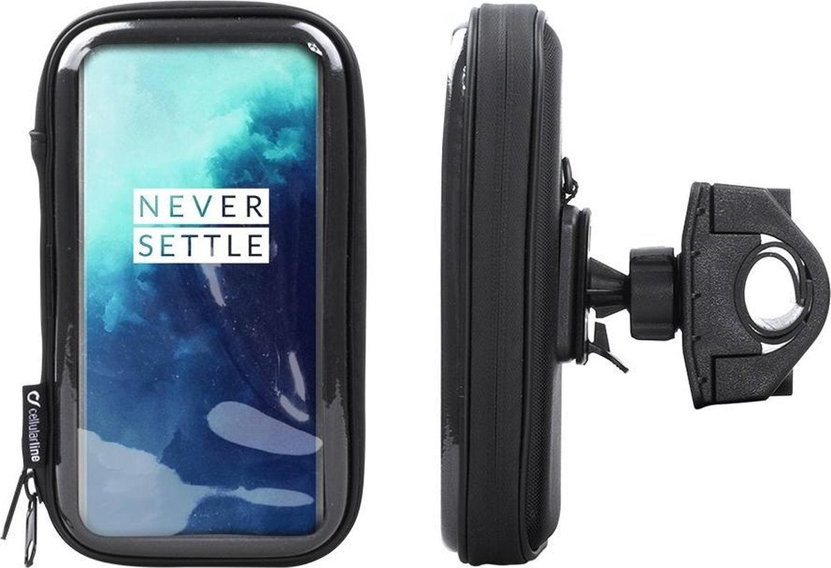 Interphone - OnePlus 7T Pro Motorhouder Unicase Telefoonhouder Fiets en Motor Stuur Zwart