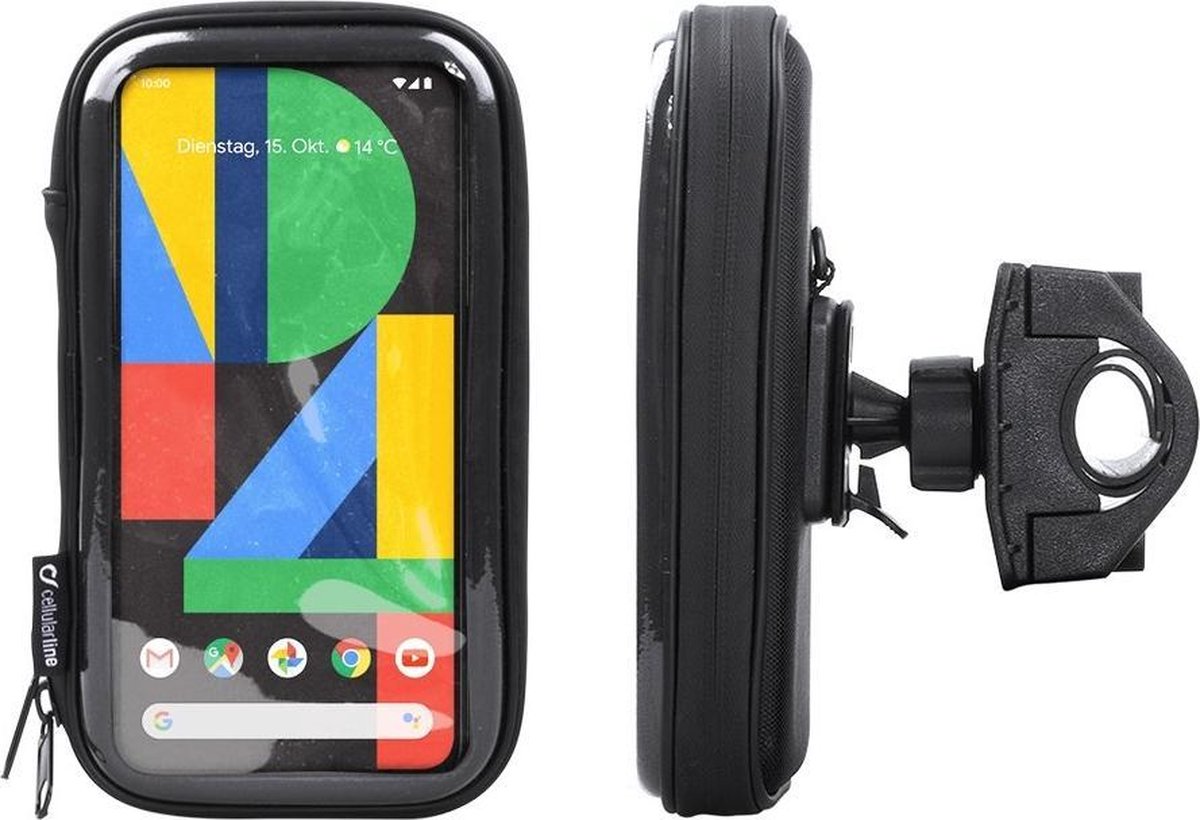 Interphone - Google Pixel 4 XL Motorhouder Unicase Telefoonhouder Fiets en Motor Stuur Zwart