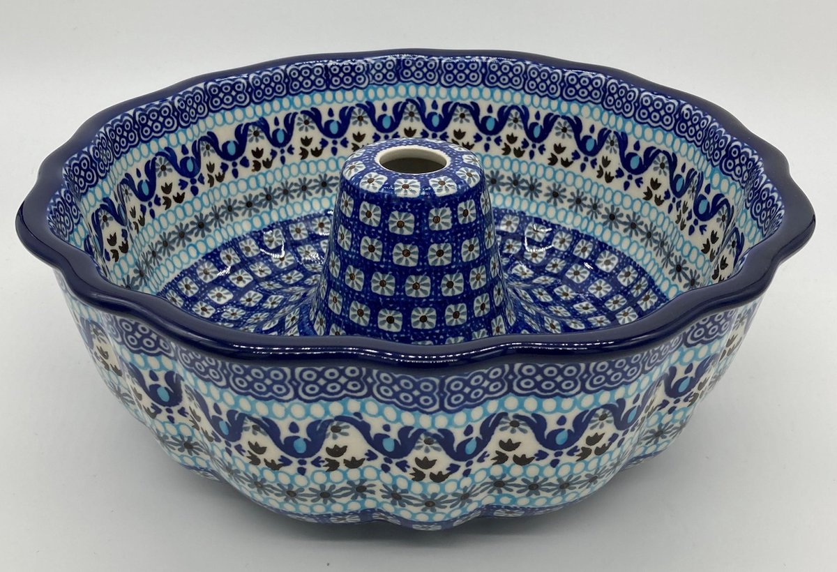 Bunzlau Tulband met druk blauw motief