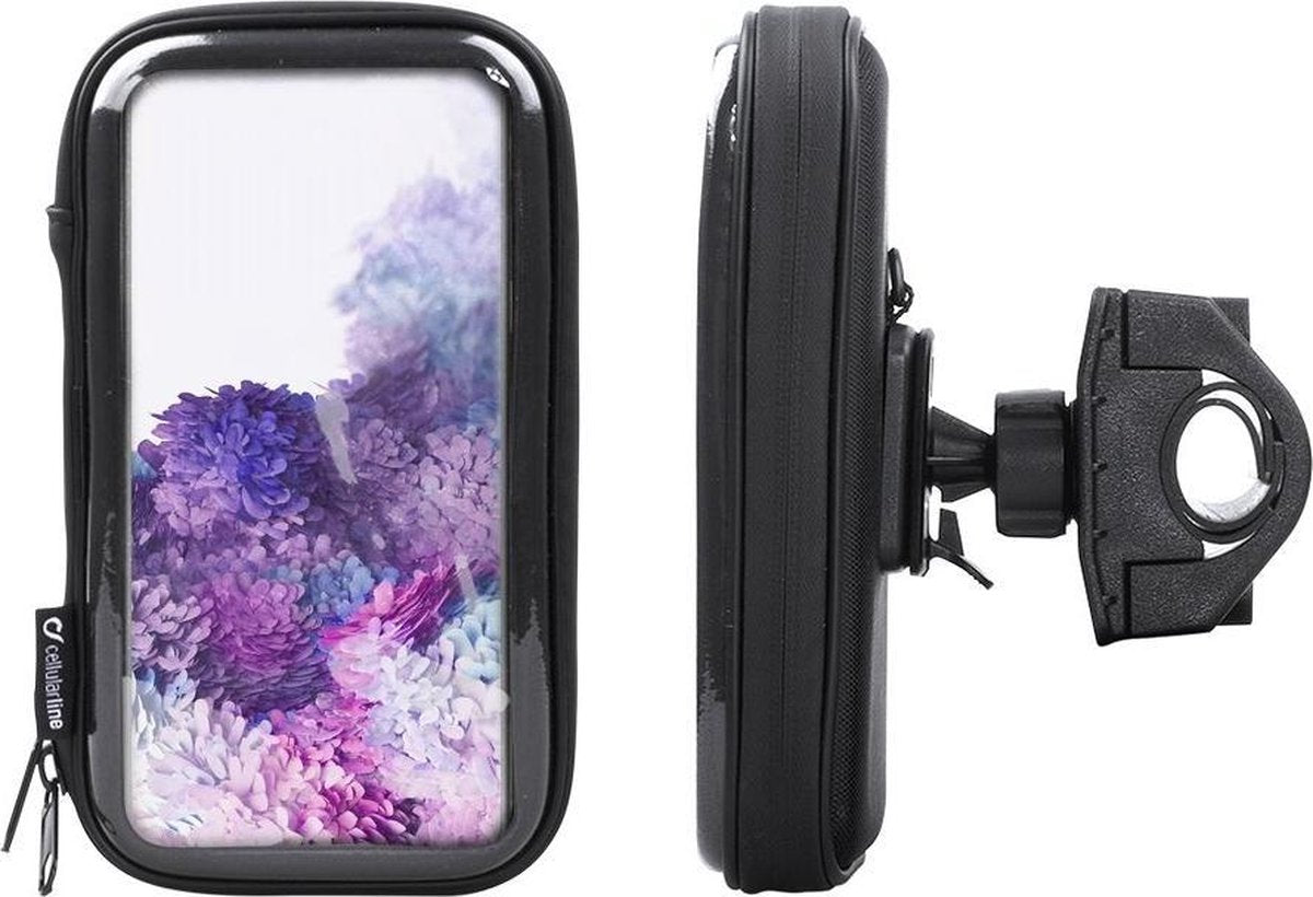Interphone- Samsung Galaxy S20 Plus Motorhouder Unicase Telefoonhouder Fiets en Motor Stuur Zwart