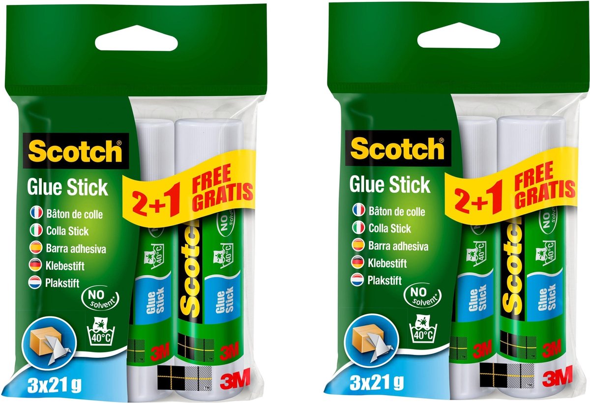 Scotch® / 3M / lijmstiften / Gluestick 21g / Plakstift voor papier en karton / 2 x 3 Lijmstiften / 2 PACK