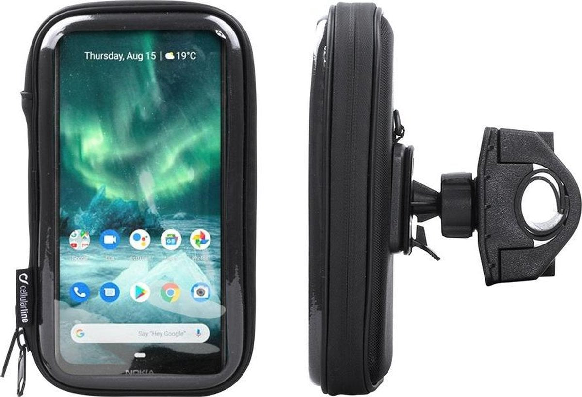 Interphone - Nokia 7.2 Motorhouder Unicase Telefoonhouder Fiets en Motor Stuur Zwart