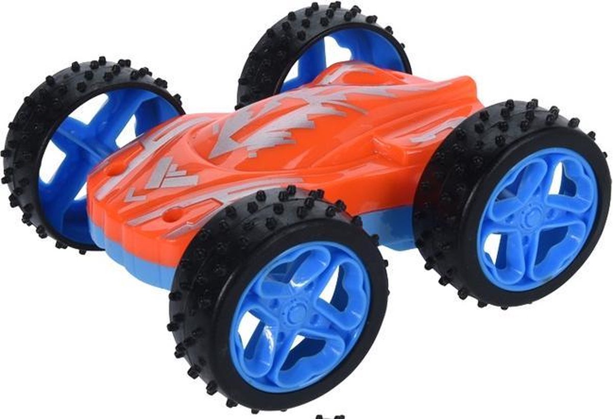 Free And Easy Stuntcar 360° Frictie Fel Oranje/blauw 12 Cm
