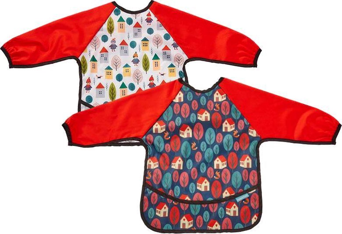 Knoeischort set - huisjes rood