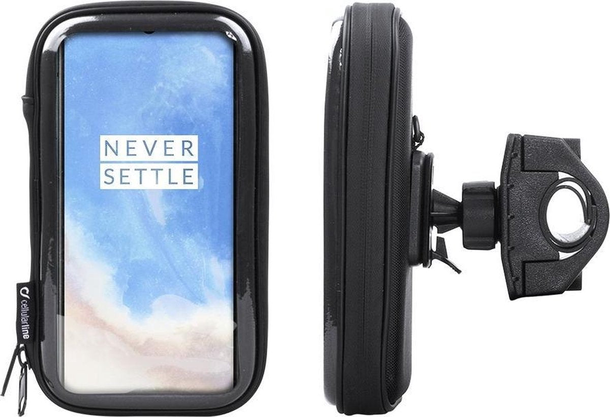 Interphone - OnePlus 7T Motorhouder Unicase Telefoonhouder Fiets en Motor Stuur Zwart