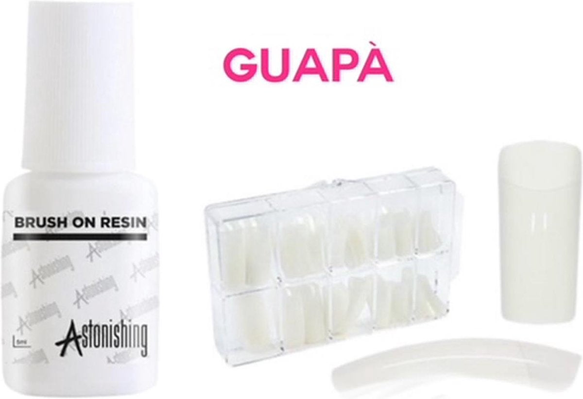 GUAPÀ - Kunstnagel Set voor het zetten van Nagelverlenging - 100 stuks Naturel + 5 ml nagellijm - Acrylnagels - Tips - Nepnagels pakket