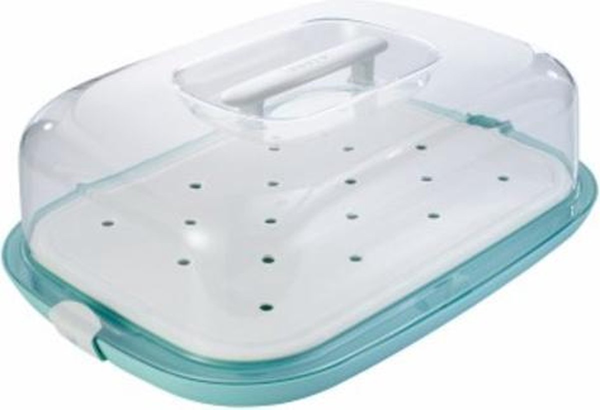 SANDWICH BOX RECHTH  48X35X15 CM  PAOLA TRANSPARANT-AQUA KEEEPER  10738