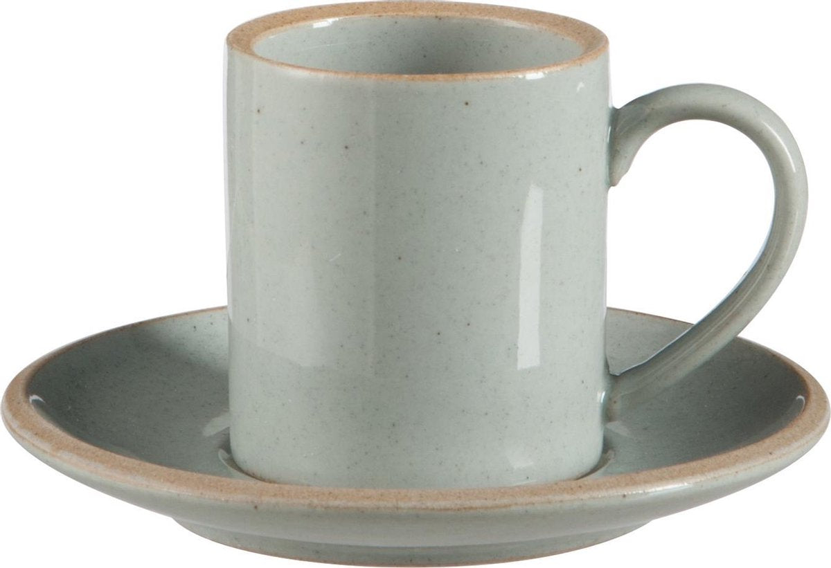 J-Line Koffietas Schotel Blinkend Keramiek Blauw Small