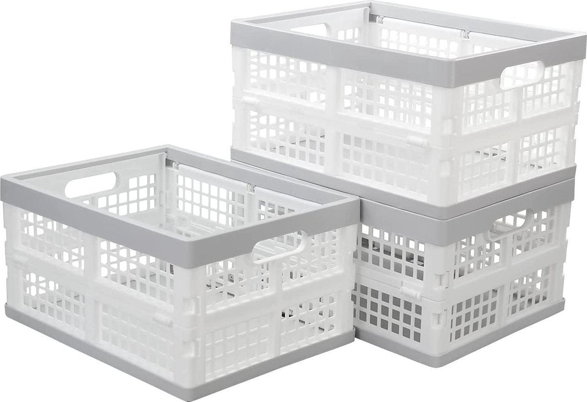 3 Witte Vouwkratten 17L 35x26.5x18.5 Wasmand
