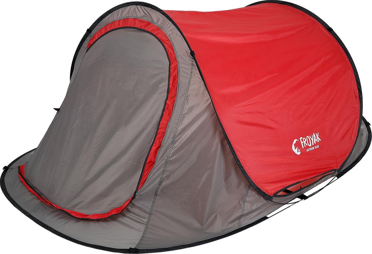 Froyak Pop Up Tent - Grijs/Rood - 2 Persoons