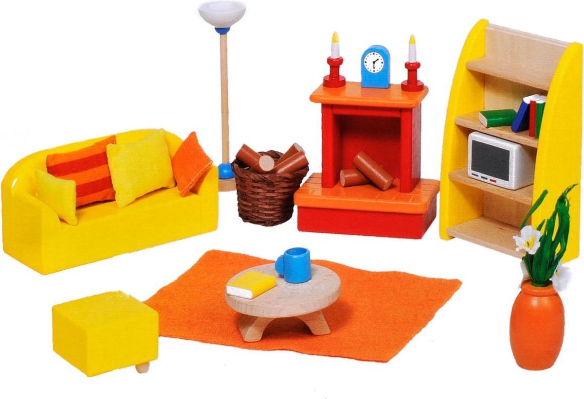 Poppenhuismeubeltjes: MODERNE WOONKAMER 24-delig (incl. toebehoren