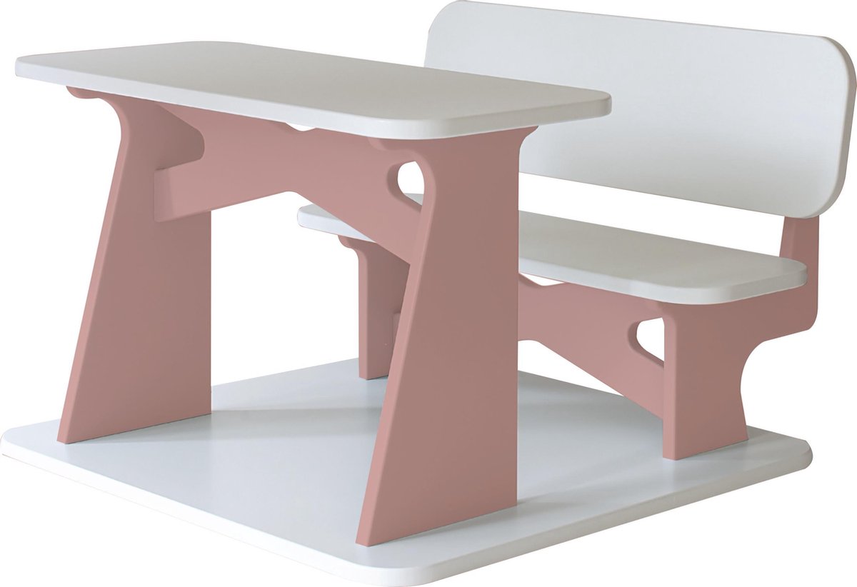 Dipperdee kinderbureau wit roze - hout - 65cm x 60cm x 41cm