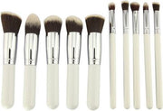 Femuniq Professionele Make-up Kwasten - Kwastenset - Wit/Zilver - 10 delig