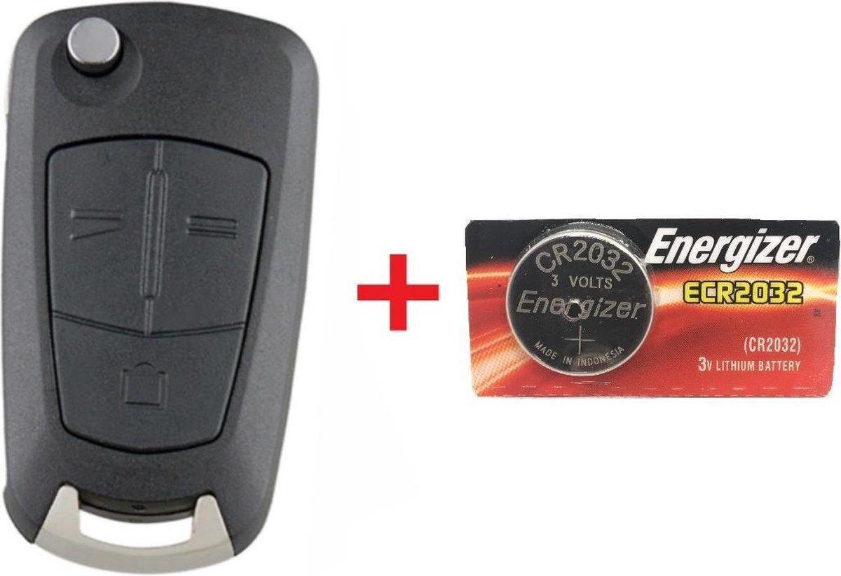 Autosleutel 3 knoppen klapsleutel HU100RS8 + Batterij CR2032 geschikt voor Opel sleutel Astra / Corsa / Zafira / Insignia / Adam / Cascada