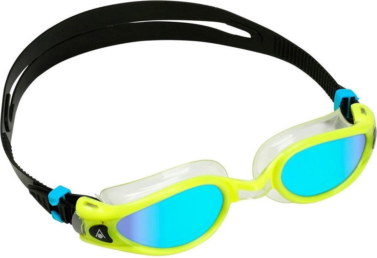 Aqua Sphere Kaiman EXO - Zwembril - Volwassenen - Blue Titanium Mirrored Lens - Geel/Transparant