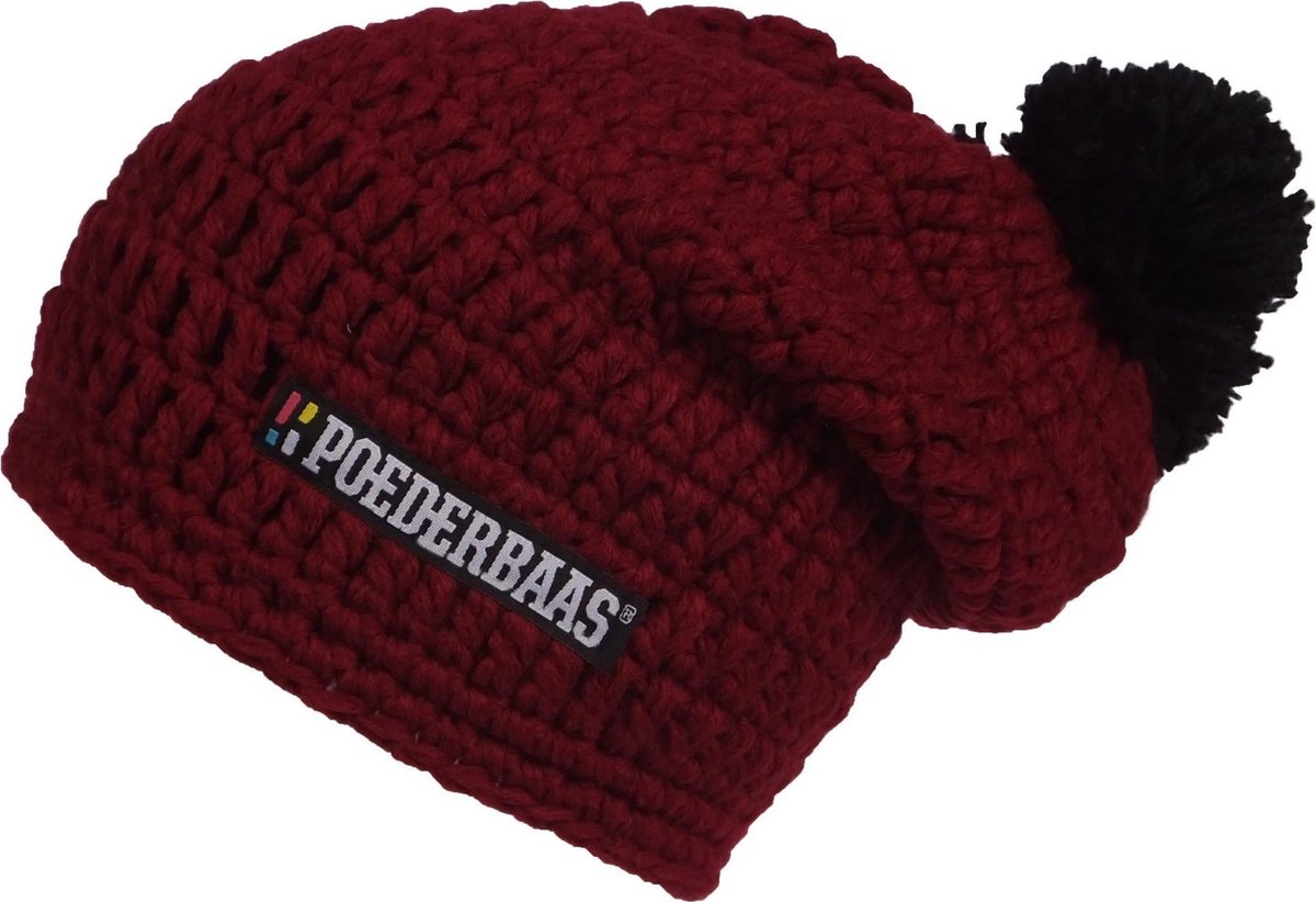 Poederbaas Large Beanie roodzwart