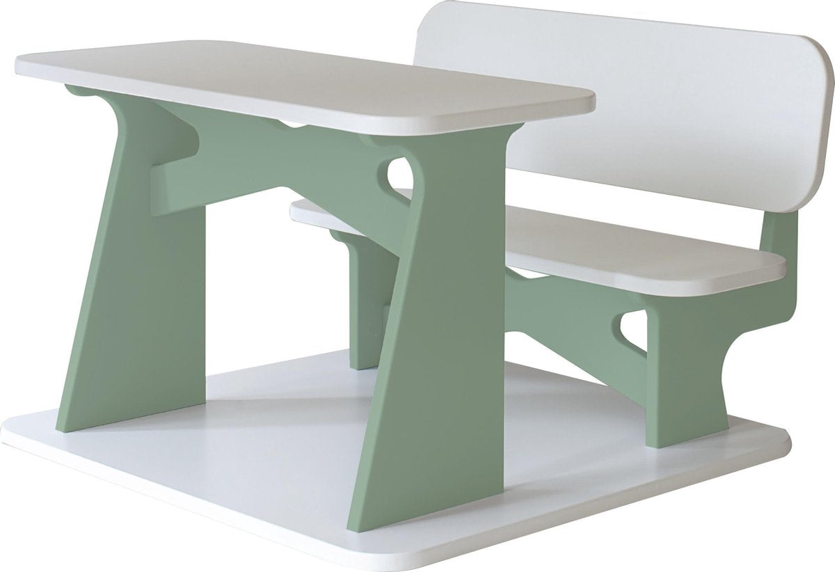 Dipperdee kinderbureau wit groen - hout - 65cm x 60cm x 41cm